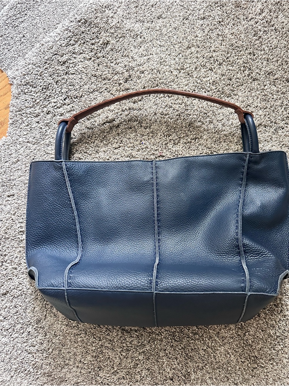 Los Feliz Large Tote
The Sak Navy Leather Shoulder Bag with Brown Leather Handle